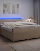 vidaXL Континентално легло с матрак Кремаво 200 x 200 cm Текстил