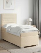 vidaXL Континентално легло с матрак Кремаво 90 x 190 cm Текстил