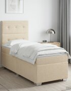 vidaXL Континентално легло с матрак Кремаво 90 x 190 cm Текстил