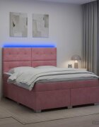 vidaXL Континентално легло с матрак Розово 160 x 200 cm Кадифе