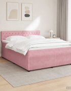 vidaXL Континентално легло с матрак Розово 180 x 200 cm Кадифе