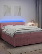 vidaXL Континентално легло с матрак Розово 200 x 200 cm Кадифе