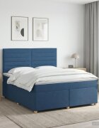 vidaXL Континентално легло с матрак Синьо 140 x 190 cm Текстил