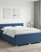 vidaXL Континентално легло с матрак Синьо 200 x 200 cm Текстил