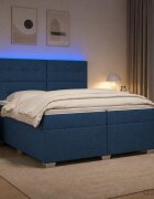 vidaXL Континентално легло с матрак Синьо 200 x 200 cm Текстил