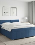 vidaXL Континентално легло с матрак Синьо 200 x 200 cm Текстил