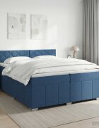 vidaXL Континентално легло с матрак Синьо 200 x 200 cm Текстил