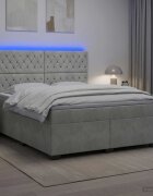 vidaXL Континентално легло с матрак Светлосиво 160 x 200 cm Кадифе