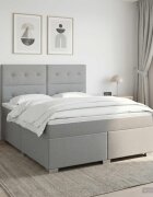 vidaXL Континентално легло с матрак Светлосиво 160 x 200 cm Текстил
