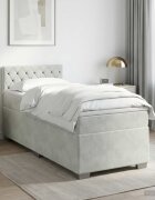 vidaXL Континентално легло с матрак Светлосиво 90 x 190 cm Кадифе