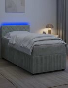 vidaXL Континентално легло с матрак Светлосиво 90 x 190 cm Кадифе