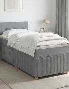 vidaXL Континентално легло с матрак Светлосиво 90 x 190 cm Текстил