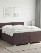 vidaXL Континентално легло с матрак Тъмен кафяв 140 x 190 cm Текстил