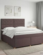 vidaXL Континентално легло с матрак Тъмен кафяв 140 x 190 cm Текстил