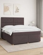 vidaXL Континентално легло с матрак Тъмен кафяв 140 x 190 cm Текстил