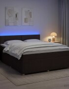 vidaXL Континентално легло с матрак Тъмен кафяв 140 x 190 cm Текстил
