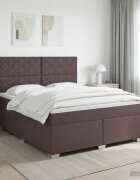 vidaXL Континентално легло с матрак Тъмен кафяв 160 x 200 cm Текстил