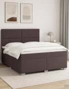 vidaXL Континентално легло с матрак Тъмен кафяв 160 x 200 cm Текстил