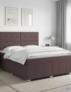 vidaXL Континентално легло с матрак Тъмен кафяв 160 x 200 cm Текстил