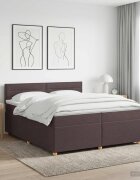 vidaXL Континентално легло с матрак Тъмен кафяв 200 x 200 cm Текстил
