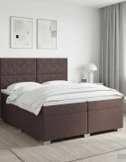 vidaXL Континентално легло с матрак Тъмен кафяв 200 x 200 cm Текстил