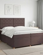 vidaXL Континентално легло с матрак Тъмен кафяв 200 x 200 cm Текстил