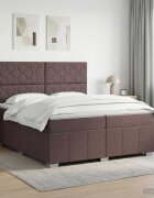 vidaXL Континентално легло с матрак Тъмен кафяв 200 x 200 cm Текстил