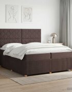 vidaXL Континентално легло с матрак Тъмен кафяв 200 x 200 cm Текстил