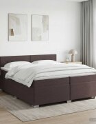 vidaXL Континентално легло с матрак Тъмен кафяв 200 x 200 cm Текстил