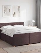 vidaXL Континентално легло с матрак Тъмен кафяв 200 x 200 cm Текстил