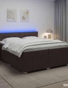 vidaXL Континентално легло с матрак Тъмен кафяв 200 x 200 cm Текстил