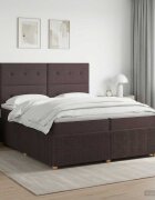 vidaXL Континентално легло с матрак Тъмен кафяв 200 x 200 cm Текстил