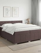 vidaXL Континентално легло с матрак Тъмен кафяв 200 x 200 cm Текстил