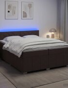 vidaXL Континентално легло с матрак Тъмен кафяв 200 x 200 cm Текстил