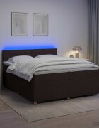 vidaXL Континентално легло с матрак Тъмен кафяв 200 x 200 cm Текстил