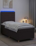 vidaXL Континентално легло с матрак Тъмен кафяв 90 x 190 cm Текстил