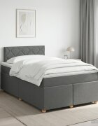 vidaXL Континентално легло с матрак Тъмносиво 120 x 190 cm Текстил