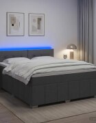 vidaXL Континентално легло с матрак Тъмносиво 140 x 190 cm Текстил