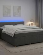 vidaXL Континентално легло с матрак Тъмносиво 140 x 190 cm Текстил
