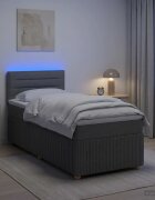 vidaXL Континентално легло с матрак Тъмносиво 90 x 190 cm Текстил