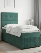 vidaXL Континентално легло с матрак Тъмнозелено 90 x 190 cm Кадифе