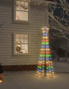 vidaXL Конусовидна коледна елха многоцветна 108 LED 70x180 см