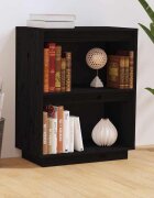 vidaXL Конзолен шкаф черен 60x34x75 см бор масив