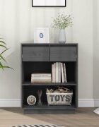vidaXL Конзолен шкаф сив 60x34x75 см бор масив