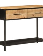 vidaXL Конзолна маса 100x35x76 cм мангово дърво масив и желязо