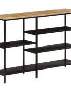 vidaXL Конзолна маса 110x30x75 cм мангово дърво масив и желязо