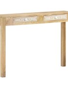 vidaXL Конзолна маса 110x30x75 см масивно избелено дърво манго
