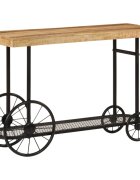 vidaXL Конзолна маса 112x36x76 cм мангово дърво масив и желязо