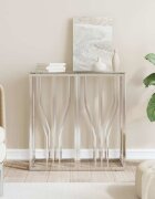 vidaXL Конзолна маса 70x30x70 cм неръждаема стомана и стъкло
