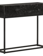 vidaXL Конзолна маса 90x30x76 cм мангово дърво масив и желязо